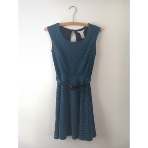 Blue and Black Chevron Dress